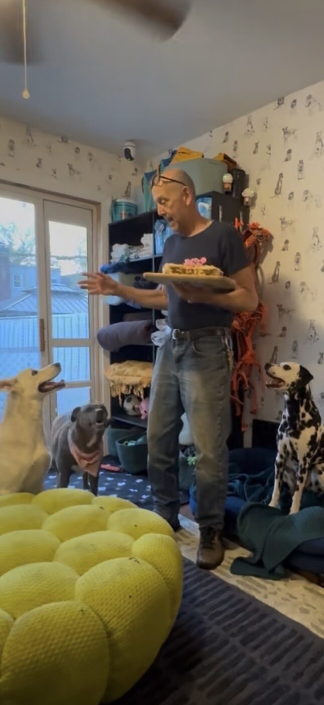 Arthur, Fallon's dad, with the pack
